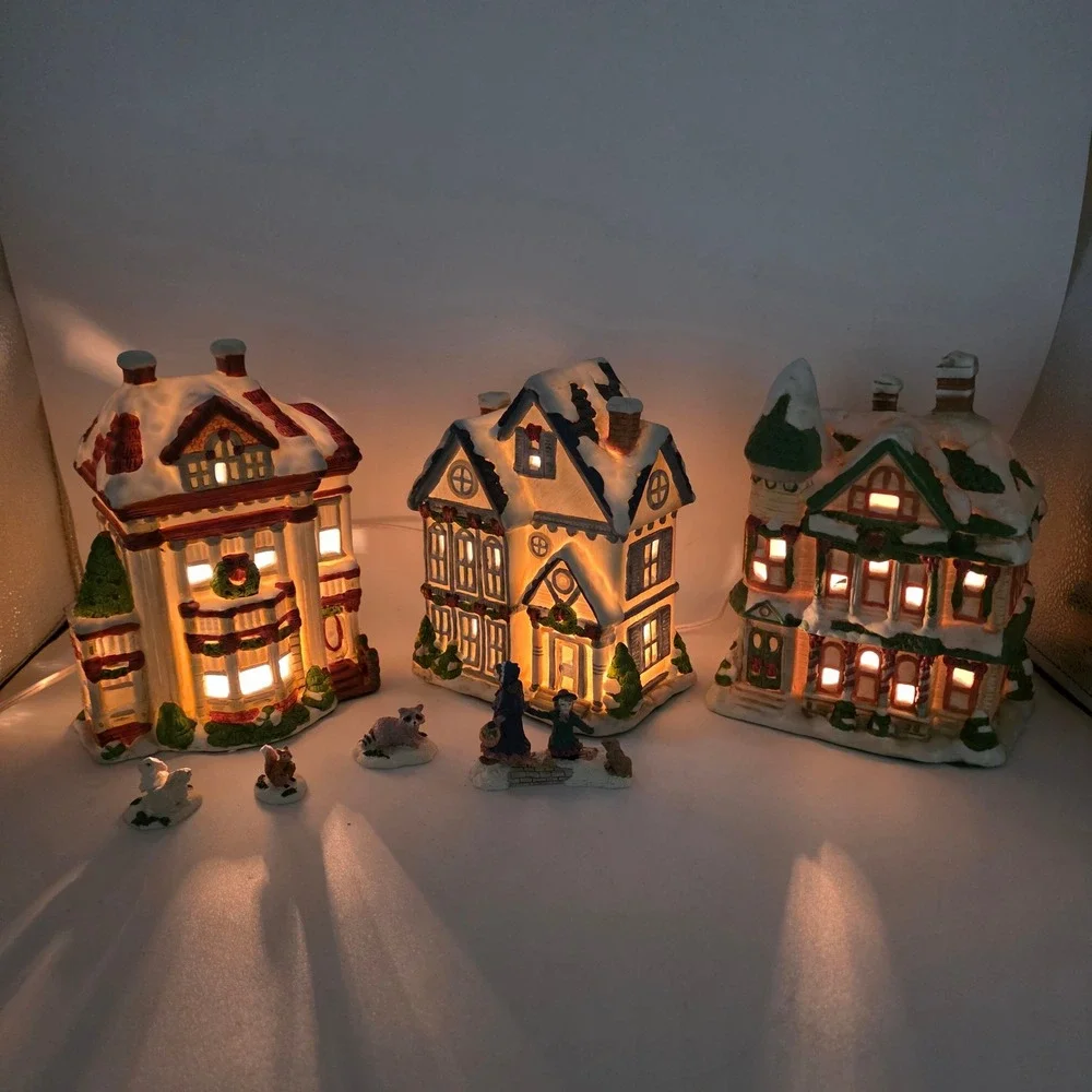 House of Lloyd Christmas Village Set Vintage 1993 Victorian Snow House Figurines